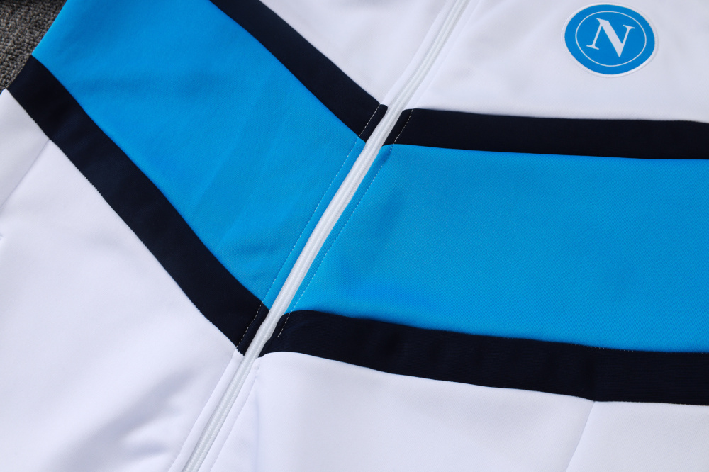 2025/2026 Napoli White and Blue Long-Sleeved Training Kit with Full Zipper