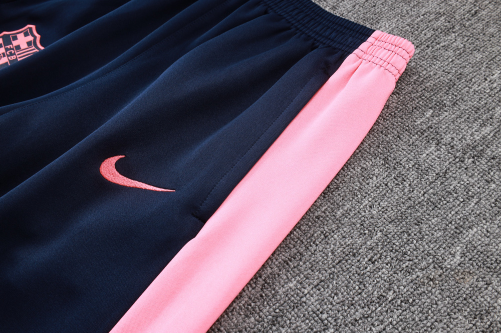 2025/2026 Barcelona Dark Blue and Pink Long-Sleeved Full-Zip Hooded Training Kit