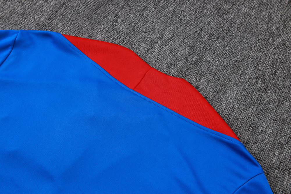 2025/2026 Paris Saint-Germain Blue and Red Half-Zip Long-Sleeve Training Suit Kit