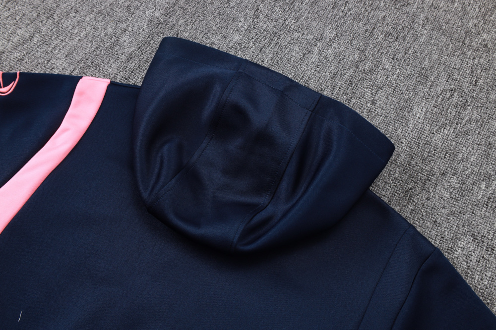2025/2026 Barcelona Dark Blue and Pink Long-Sleeved Full-Zip Hooded Training Kit