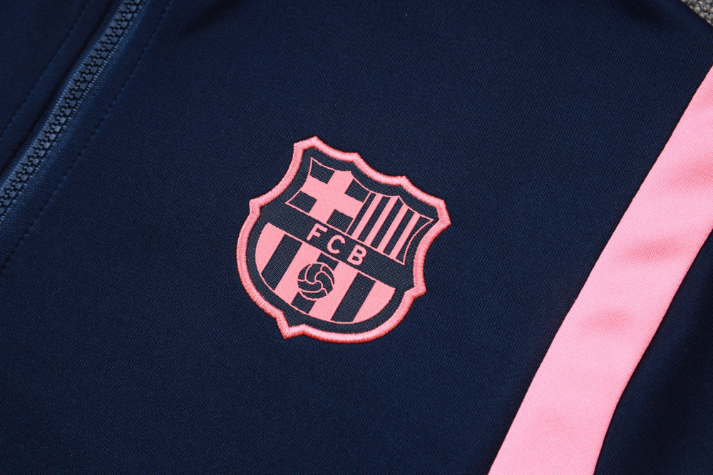 2025/2026 Barcelona Dark Blue and Pink Long-Sleeved Full-Zip Hooded Training Kit