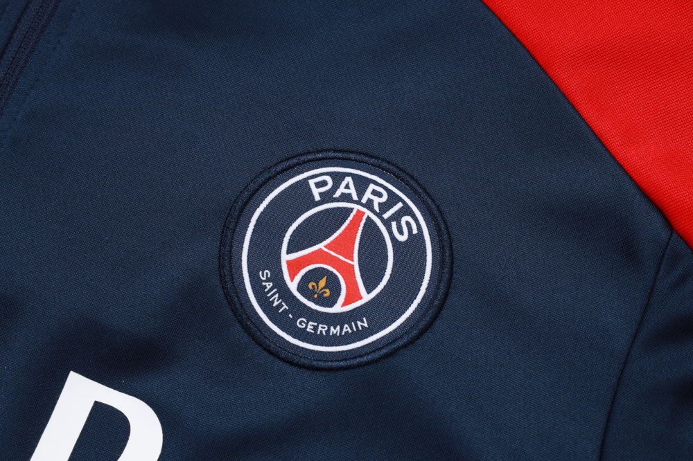 2025/2026 Paris Saint-Germain Blue (Red on Shoulders) Half-Zip Long-Sleeve Training Suit Kit