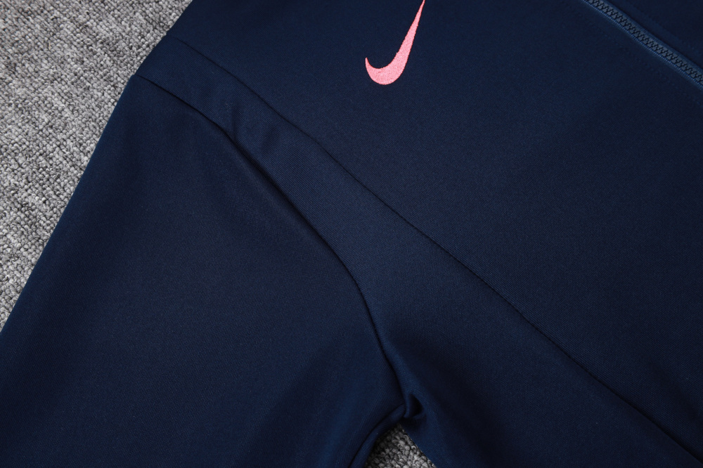 2025/2026 Barcelona Dark Blue and Pink Long-Sleeved Full-Zip Hooded Training Kit