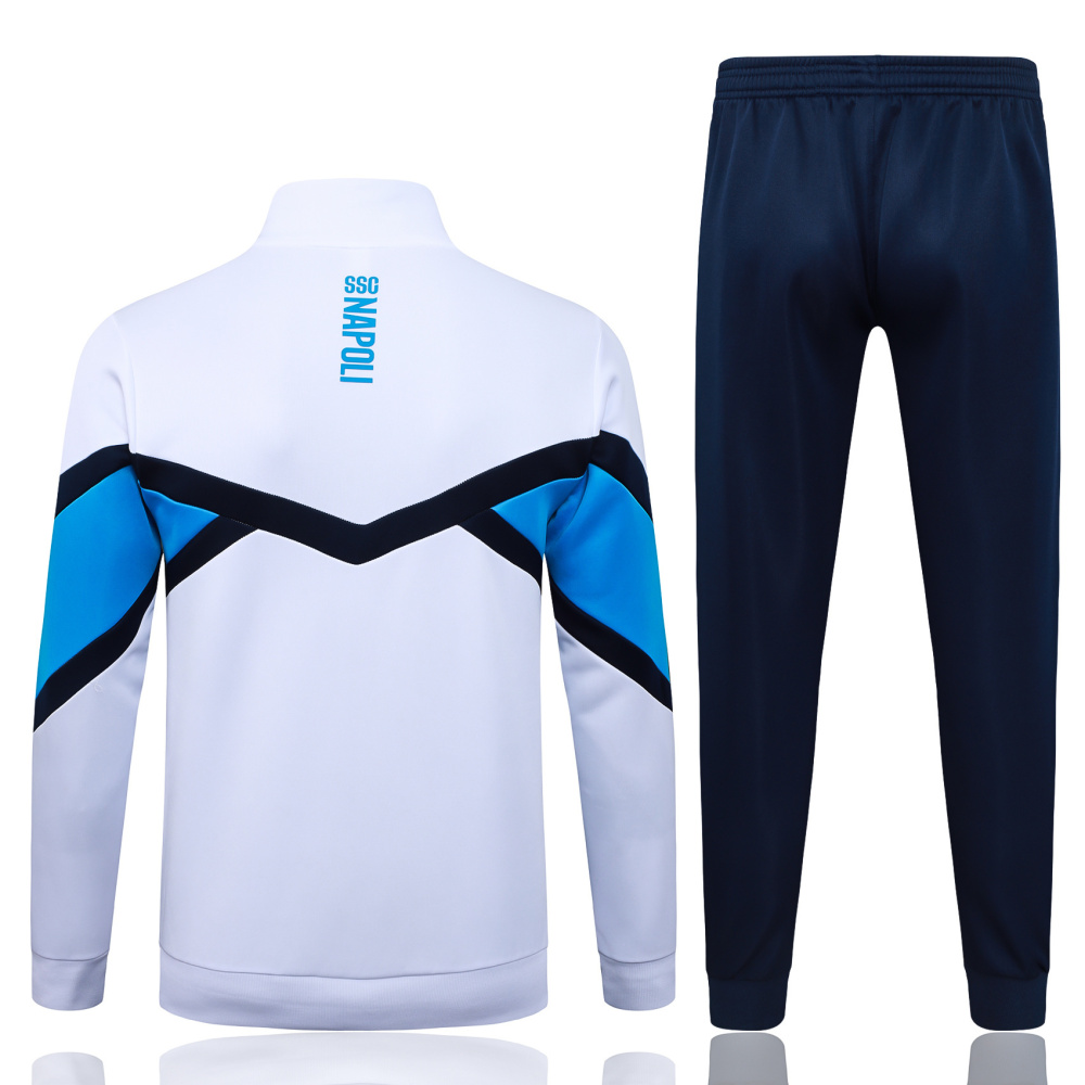 2025/2026 Napoli White and Blue Long-Sleeved Training Kit with Full Zipper
