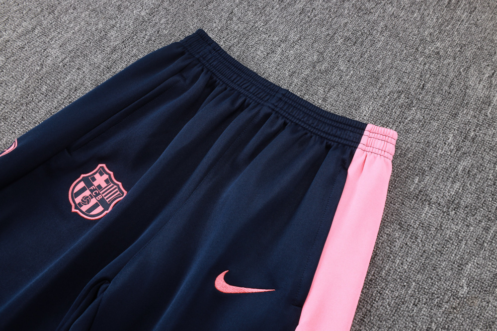 2025/2026 Barcelona Dark Blue and Pink Long-Sleeved Full-Zip Hooded Training Kit