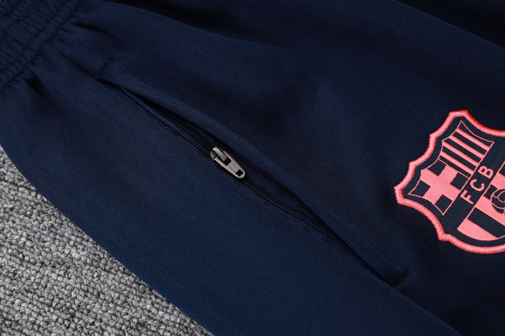 2025/2026 Barcelona Dark Blue and Pink Long-Sleeved Full-Zip Hooded Training Kit