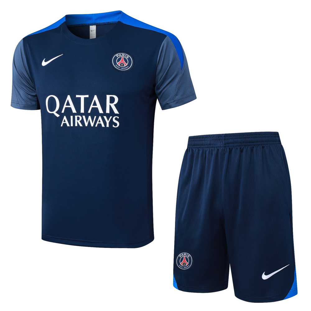 2025/2026 Paris Saint-Germain Dark Blue (Light Blue on Shoulders) Short-Sleeve Training Kit