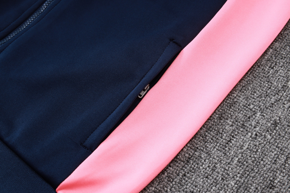 2025/2026 Barcelona Dark Blue and Pink Long-Sleeved Full-Zip Hooded Training Kit