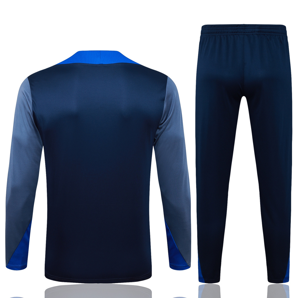 2025/2026 Paris Saint-Germain Blue Half-Zip Long-Sleeve Training Suit Kit