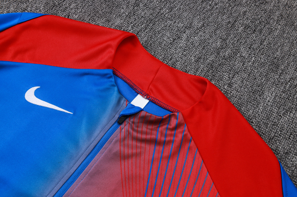 2025/2026 Paris Saint-Germain Blue and Red Half-Zip Long-Sleeve Training Suit Kit
