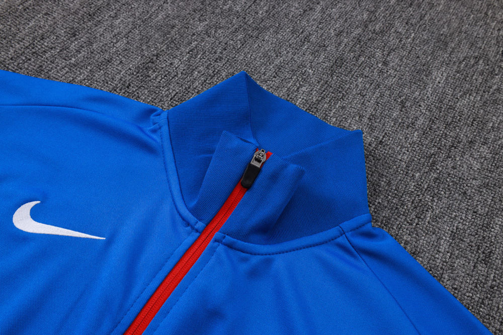 2025/2026 Paris Saint-Germain Blue and Red Long-Zip Long-Sleeve Training Suit Kit