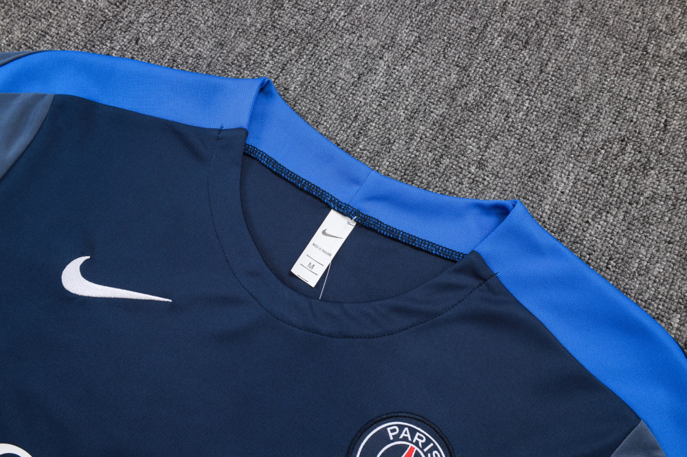 2025/2026 Paris Saint-Germain Dark Blue (Light Blue on Shoulders) Short-Sleeve Training Kit