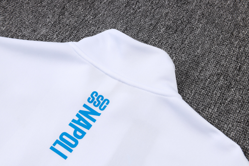 2025/2026 Napoli White and Blue Long-Sleeved Training Kit with Full Zipper