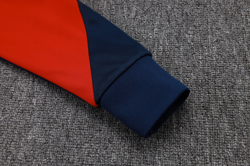 2025/2026 Paris Saint-Germain Blue and Red Long-Zip Long-Sleeve Training Suit Kit