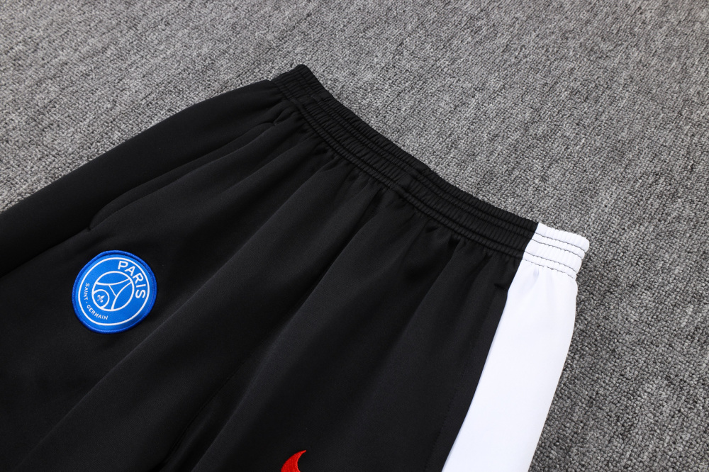 2025/2026 Paris Saint-Germain Black and White Long-Sleeved Training Suit Kit with Long Zipper and Hood