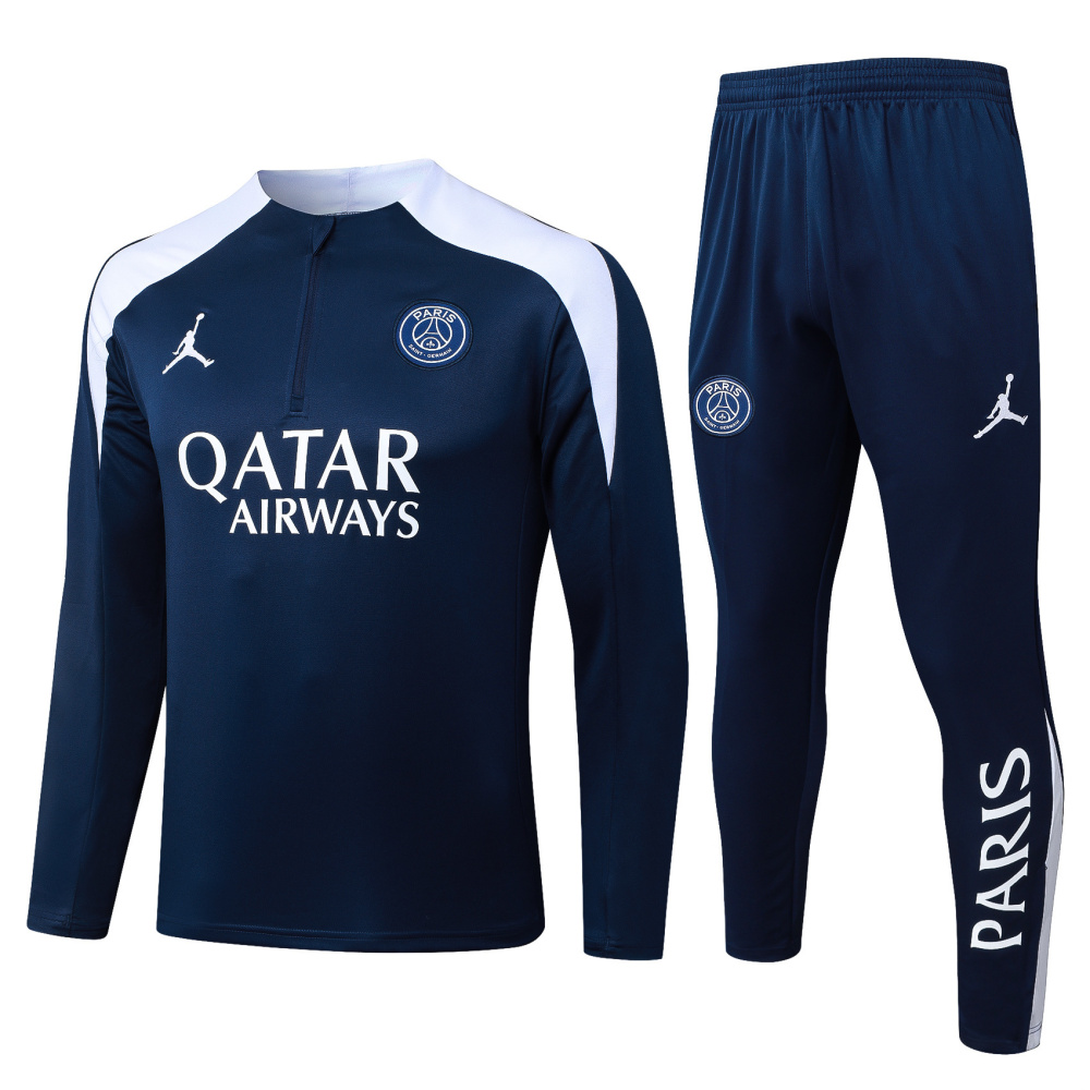 2025/2026 Paris Saint-Germain Dark Blue Half-Zip Long-Sleeve Training Suit Kit