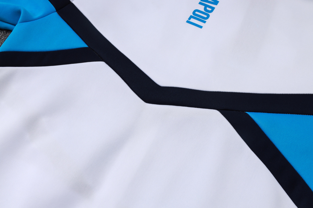 2025/2026 Napoli White and Blue Long-Sleeved Training Kit with Full Zipper