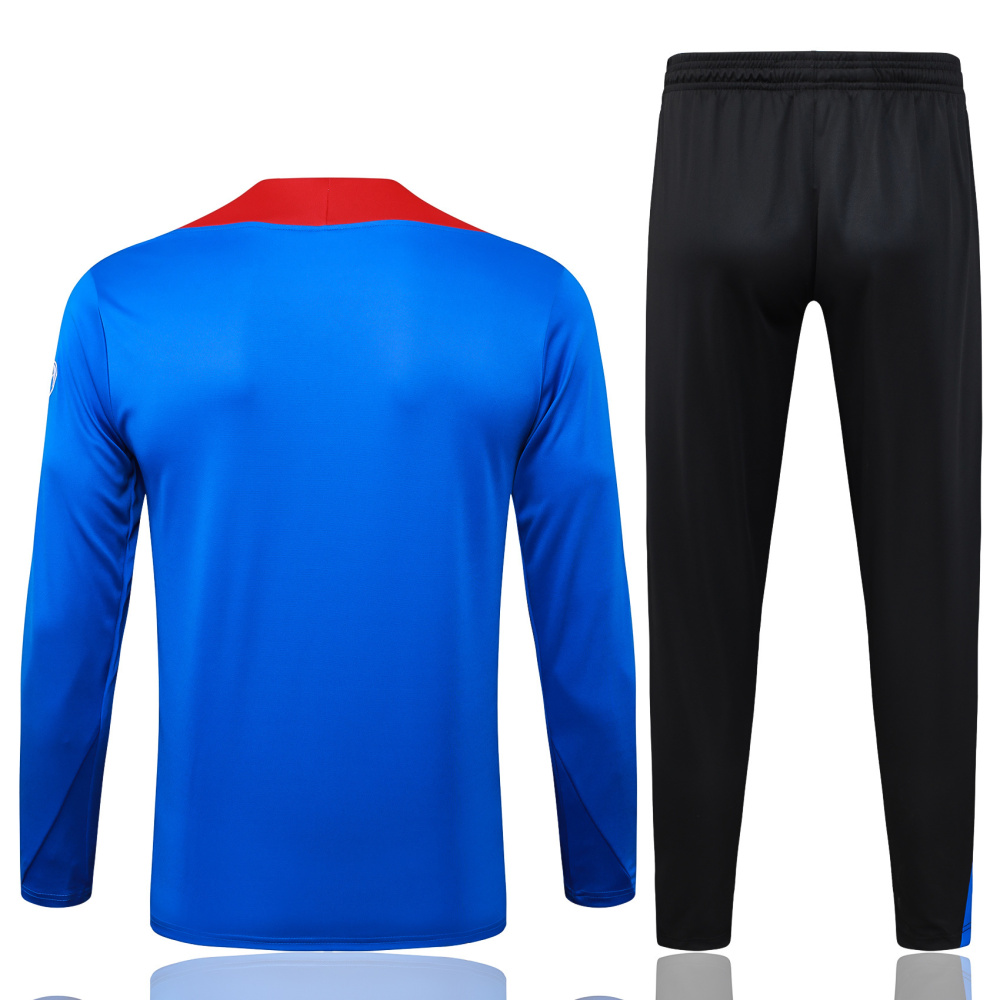 2025/2026 Paris Saint-Germain Blue and Red Half-Zip Long-Sleeve Training Suit Kit