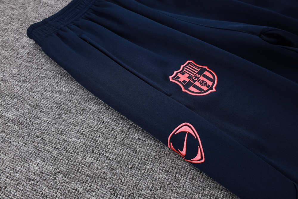 2025/2026 Barcelona Dark Blue and Pink Long-Sleeved Full-Zip Hooded Training Kit