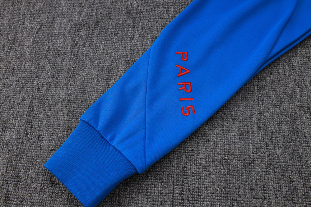 2025/2026 Paris Saint-Germain Blue and Red Long-Zip Long-Sleeve Training Suit Kit