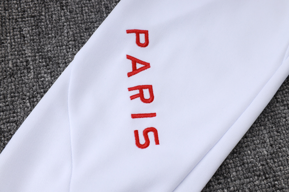 2025/2026 Paris Saint-Germain White Long-Zip Long-Sleeve Training Suit Kit