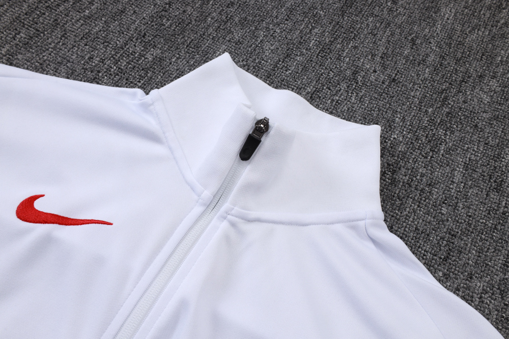 2025/2026 Paris Saint-Germain White Long-Zip Long-Sleeve Training Suit Kit