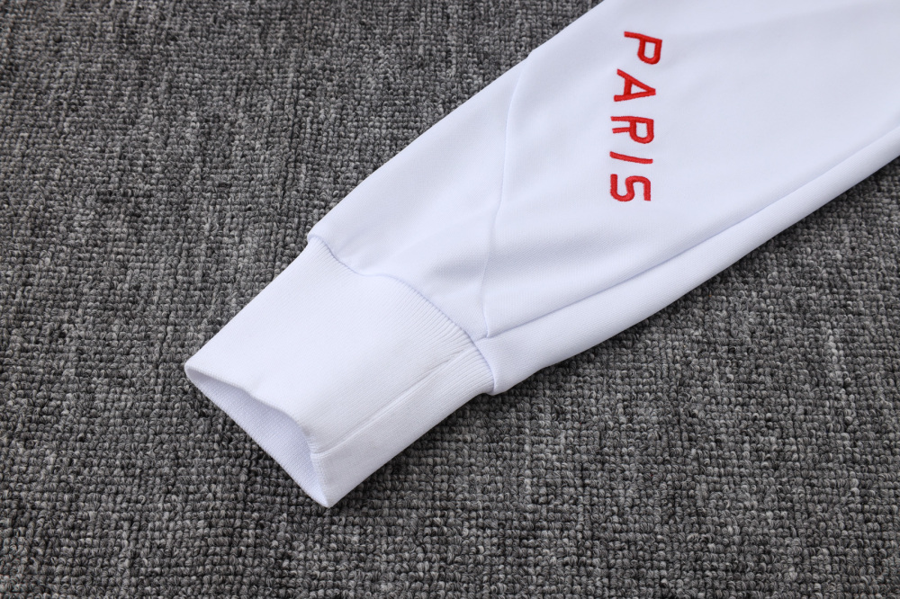 2025/2026 Paris Saint-Germain White Long-Zip Long-Sleeve Training Suit Kit