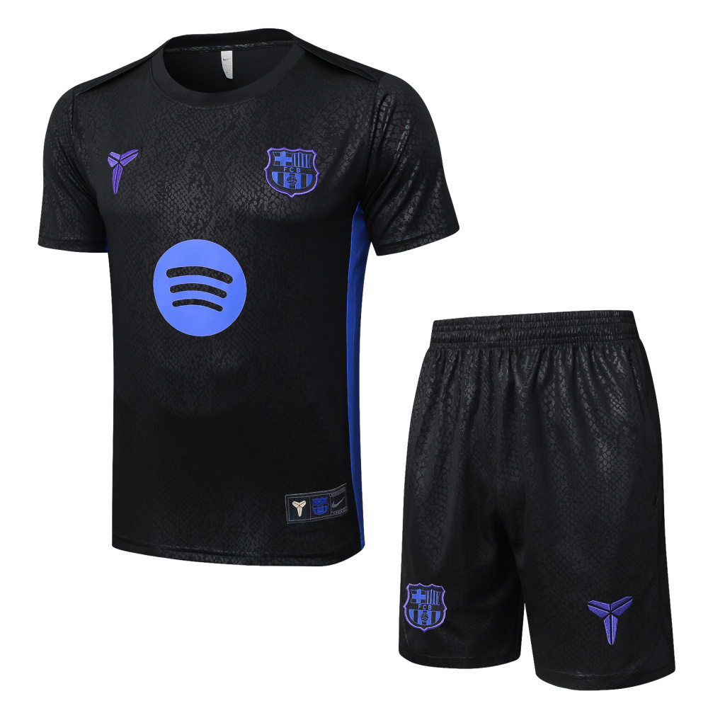 2025/2026 Barcelona Black Stamped Short-Sleeve Training Kit