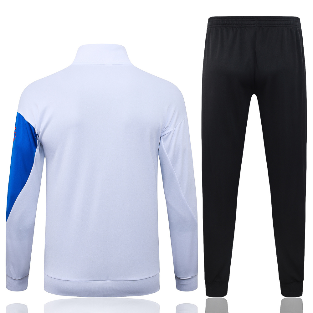 2025/2026 Paris Saint-Germain White Long-Zip Long-Sleeve Training Suit Kit