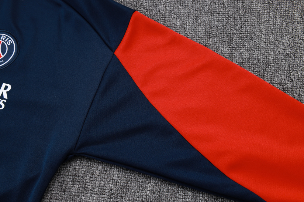 2025/2026 Paris Saint-Germain Blue and Red Long-Zip Long-Sleeve Training Suit Kit