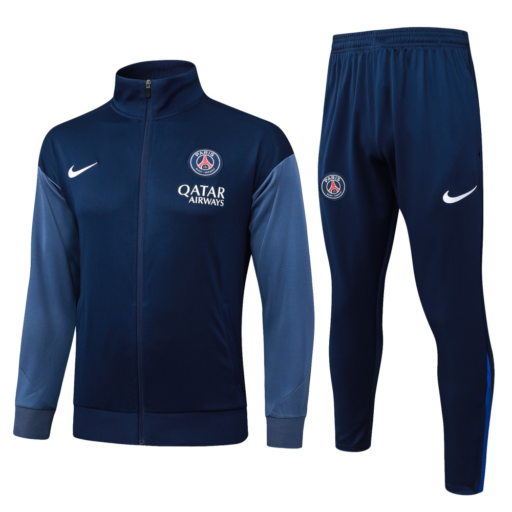 2025/2026 Paris Saint-Germain Grey Long-Zip Long-Sleeve Training Suit Kit
