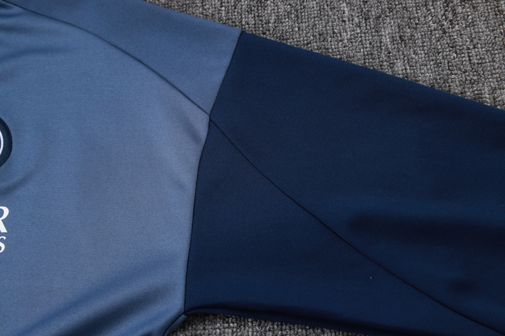2025/2026 Paris Saint-Germain Blue-Grey Long-Zip Long-Sleeve Training Suit Kit
