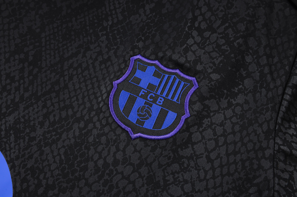 2025/2026 Barcelona Black Stamped Short-Sleeve Training Kit