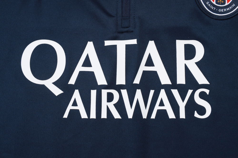 2025/2026 Paris Saint-Germain Blue (Red on Shoulders) Half-Zip Long-Sleeve Training Suit Kit