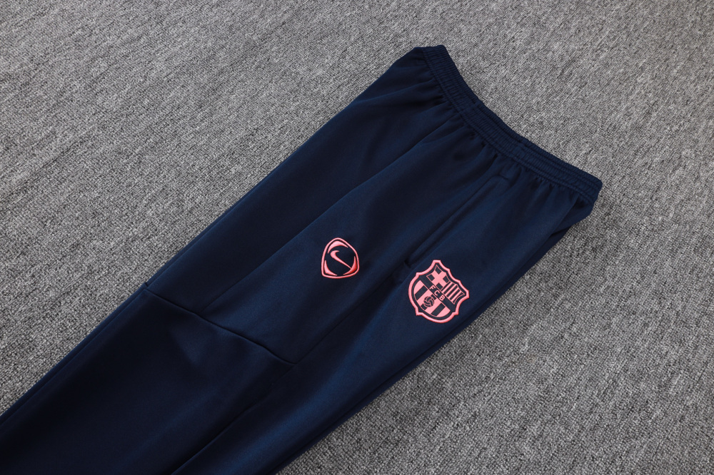 2025/2026 Barcelona Dark Blue and Pink Long-Sleeved Full-Zip Hooded Training Kit