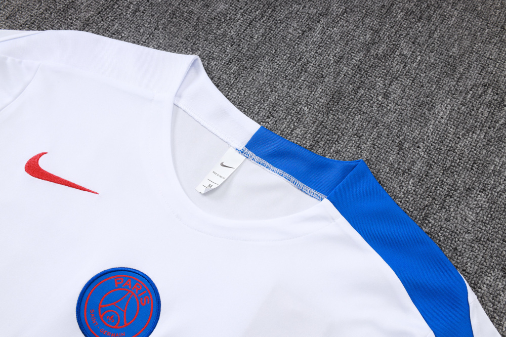 2025/2026 Paris Saint-Germain White (Blue on Shoulders) Short-Sleeve Training Kit