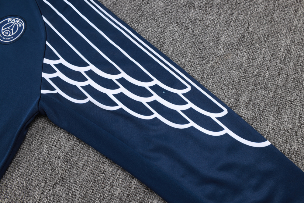 2025/2026 Paris Saint-Germain Dark Blue Half-Zip Long-Sleeve Training Suit Kit