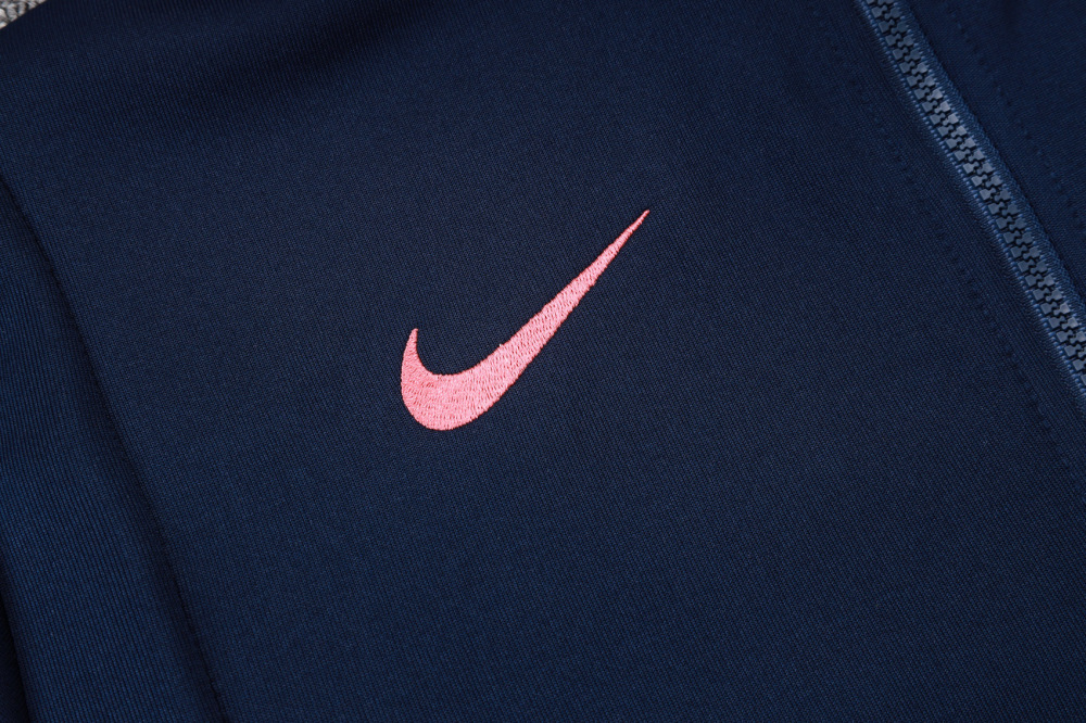 2025/2026 Barcelona Dark Blue and Pink Long-Sleeved Full-Zip Hooded Training Kit