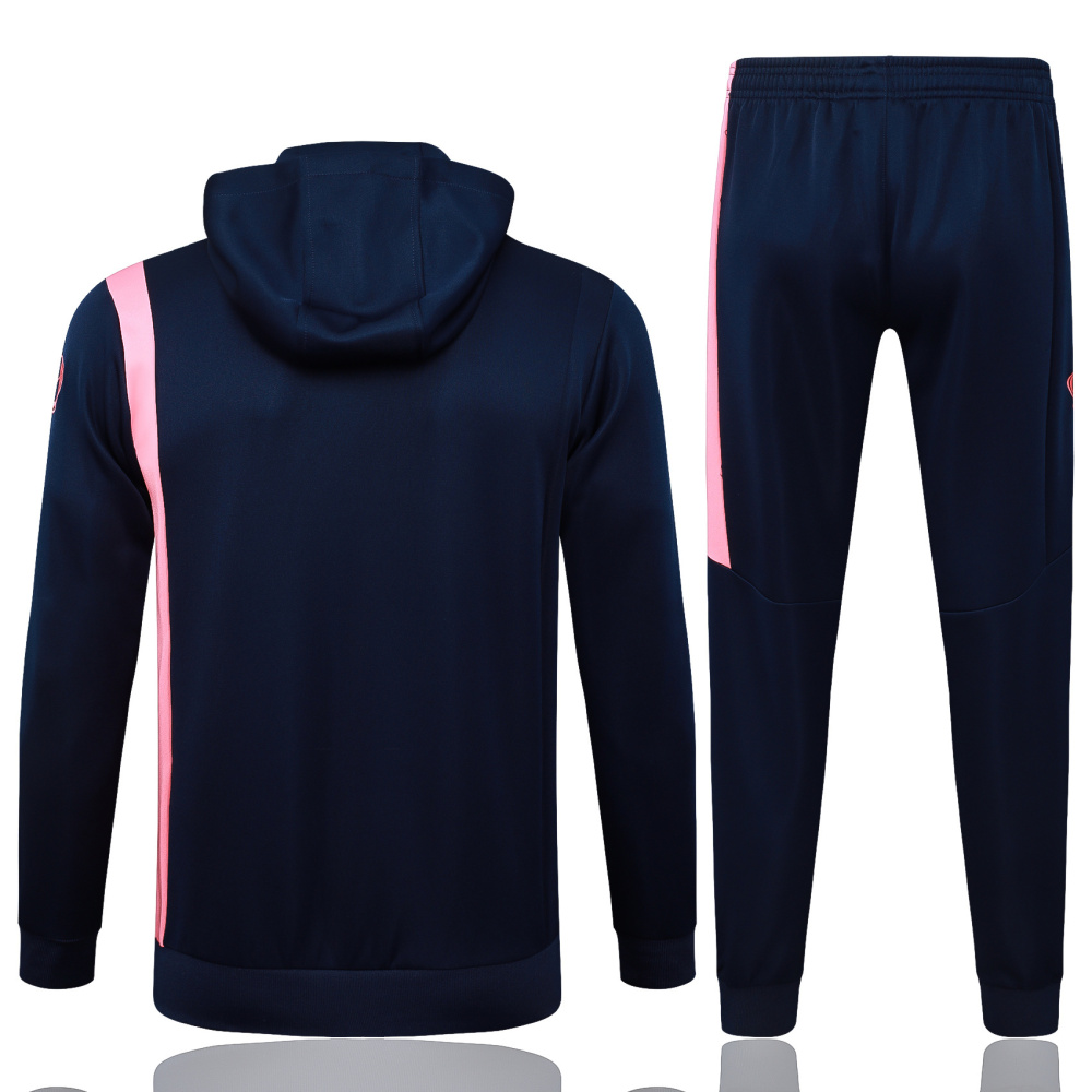 2025/2026 Barcelona Dark Blue and Pink Long-Sleeved Full-Zip Hooded Training Kit