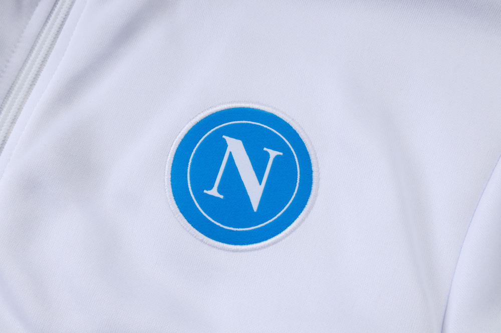 2025/2026 Napoli White and Blue Long-Sleeved Training Kit with Full Zipper