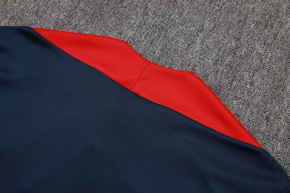 2025/2026 Paris Saint-Germain Blue (Red on Shoulders) Half-Zip Long-Sleeve Training Suit Kit