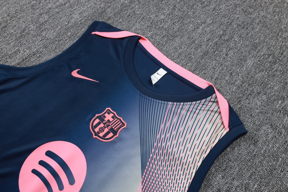 2025/2026 Barcelona Royal Blue Curved Inkjet Sleeveless Training Kit