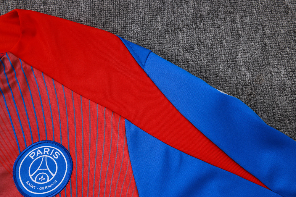 2025/2026 Paris Saint-Germain Blue and Red Half-Zip Long-Sleeve Training Suit Kit