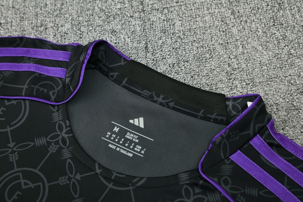2025/2026 Real Madrid Black and Purple Short-Sleeve Training Kit