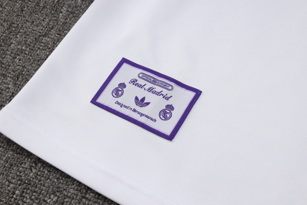 2025/2026 Real Madrid White and Purple Retro Half-Zip Long-Sleeve Training Kit