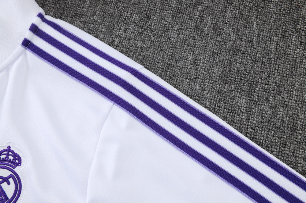 2025/2026 Real Madrid White Retro Long-Zip Long-Sleeve Training Kit