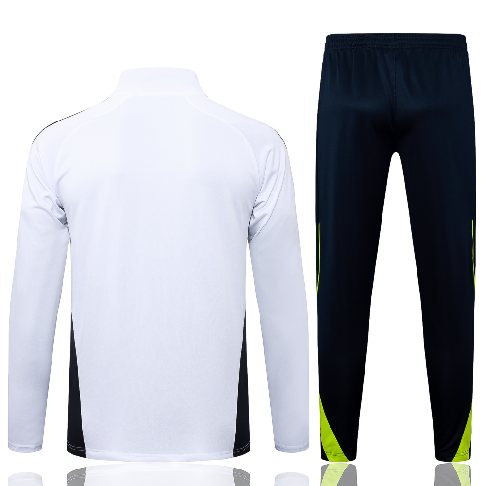 2025/2026 Real Madrid White Retro Half-Zip Long-Sleeve Training Kit