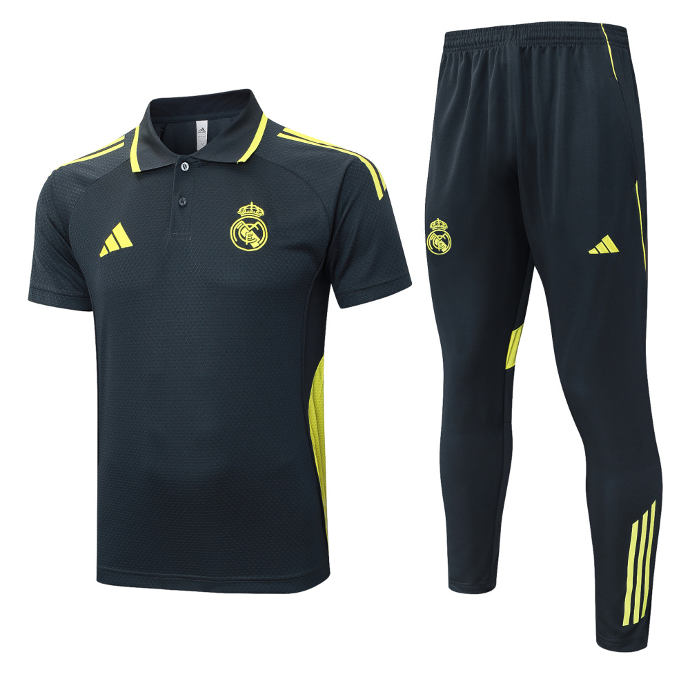 2025/2026 Real Madrid Dark Grey Polo Short-Sleeve Training Kit