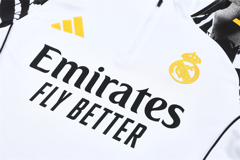 2025/2026 Real Madrid White Camouflage Half-Zip Long-Sleeve Training Kit