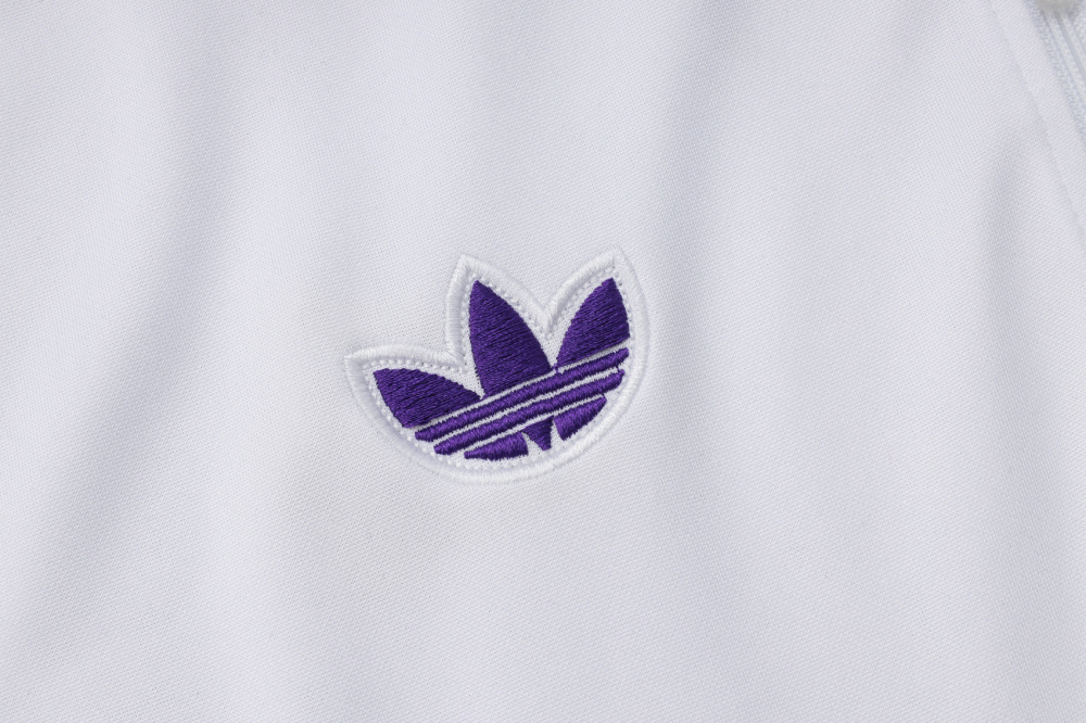 2025/2026 Real Madrid White and Purple Retro Half-Zip Long-Sleeve Training Kit